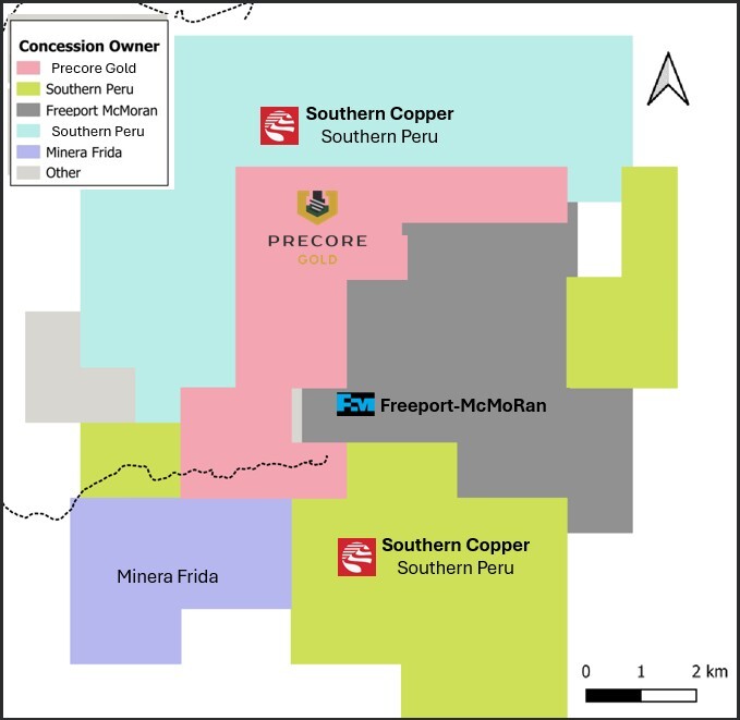 Precore Gold Arikepay Project Exploration Concessions And Surrounding Concession Owners Rev